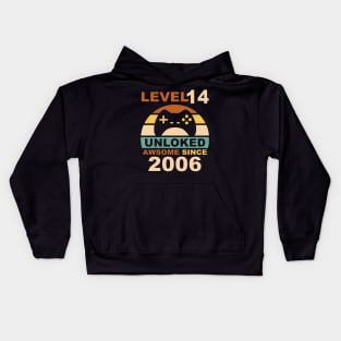 Level 14 Unlocked Awesome Since 2006 14th Birthday gamer Kids Hoodie
